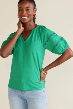 Soft Surroundings Heidi Supima Puff Sleeve Tee| Tops
