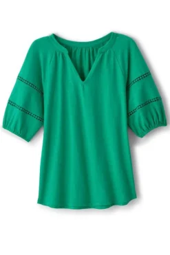 Soft Surroundings Heidi Supima Puff Sleeve Tee| Tops