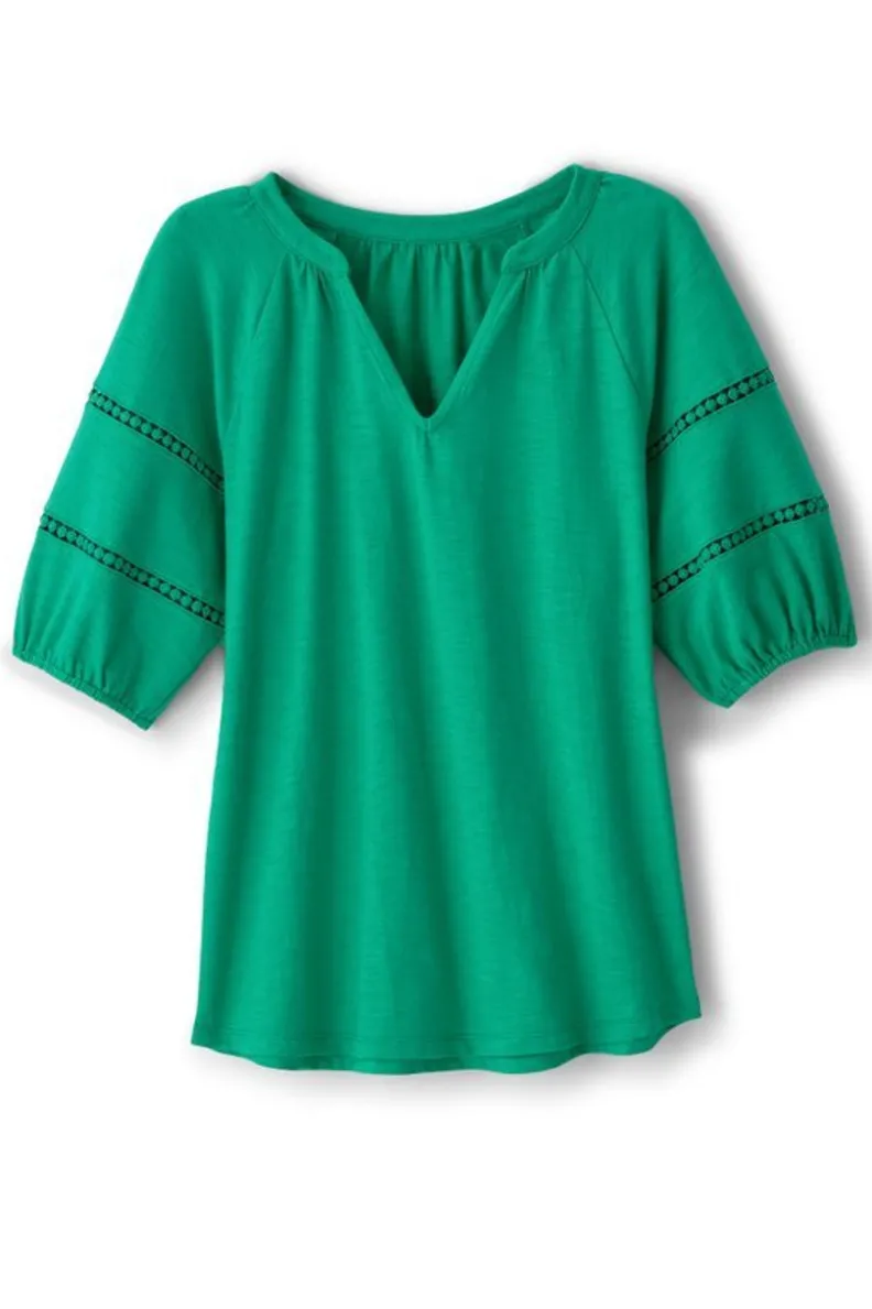 Soft Surroundings Heidi Supima Puff Sleeve Tee| Tops