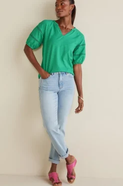 Soft Surroundings Heidi Supima Puff Sleeve Tee| Tops