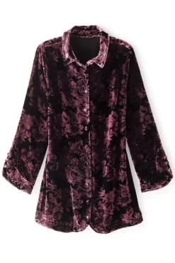 Soft Surroundings Icon Silk Velvet Poets Tunic Shirt| Tops