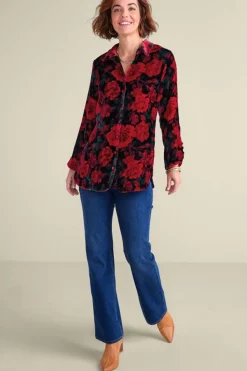 Soft Surroundings Icon Silk Velvet Poets Tunic Shirt| Tops