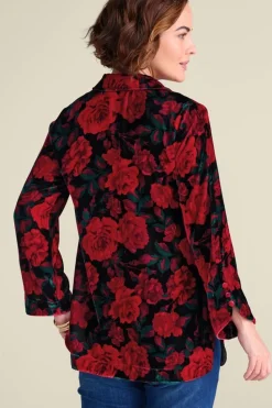 Soft Surroundings Icon Silk Velvet Poets Tunic Shirt| Tops