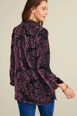 Soft Surroundings Icon Silk Velvet Poets Tunic Shirt| Tops
