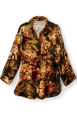 Soft Surroundings Icon Silk Velvet Poets Tunic Shirt| Tops