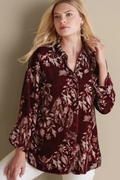 Soft Surroundings Icon Silk Velvet Poets Tunic Shirt| Tops