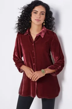 Soft Surroundings Icon Silk Velvet Poets Tunic Shirt| Tops