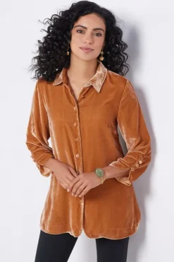 Soft Surroundings Icon Silk Velvet Poets Tunic Shirt| Tops