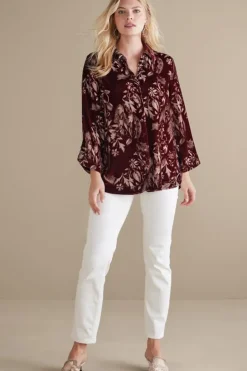 Soft Surroundings Icon Silk Velvet Poets Tunic Shirt| Tops