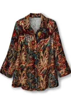 Soft Surroundings Icon Silk Velvet Poets Tunic Shirt| Tops