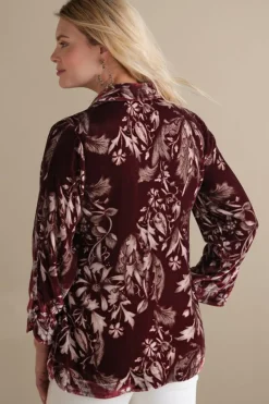 Soft Surroundings Icon Silk Velvet Poets Tunic Shirt| Tops