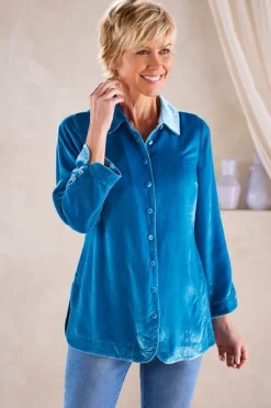 Soft Surroundings Icon Silk Velvet Poets Tunic Shirt| Tops