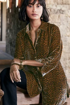 Soft Surroundings Icon Silk Velvet Poets Tunic Shirt| Tops