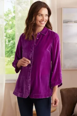 Soft Surroundings Icon Silk Velvet Poets Tunic Shirt| Tops