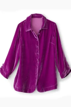 Soft Surroundings Icon Silk Velvet Poets Tunic Shirt| Tops