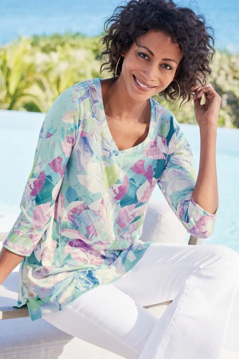 Soft Surroundings Iris 3/4 Sleeve Tunic| Tops|Tunics & Leggings