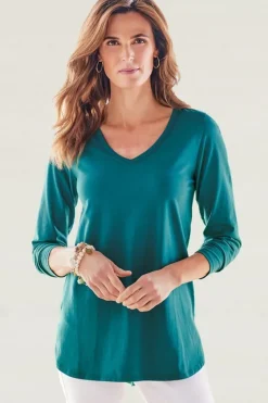 Soft Surroundings Isabel Pima Long Sleeve Tee| Tops