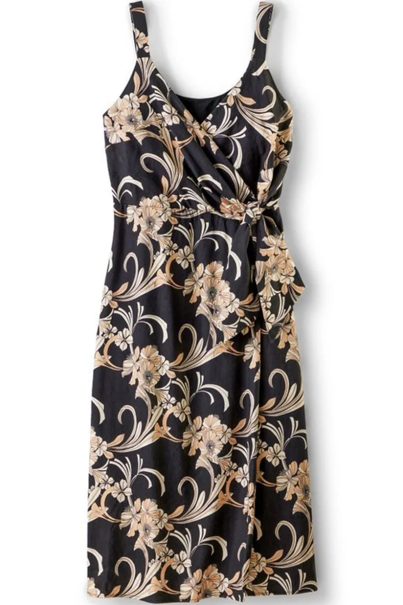 Soft Surroundings Isla Stretch Linen Midi Dress| Dresses