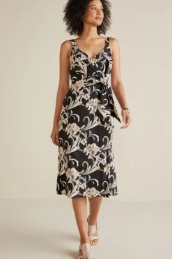 Soft Surroundings Isla Stretch Linen Midi Dress| Dresses