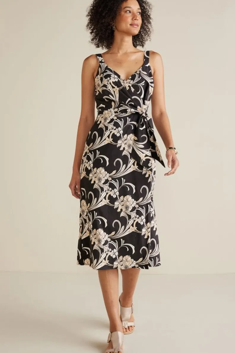 Soft Surroundings Isla Stretch Linen Midi Dress| Dresses