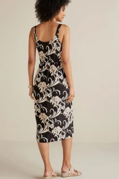 Soft Surroundings Isla Stretch Linen Midi Dress| Dresses