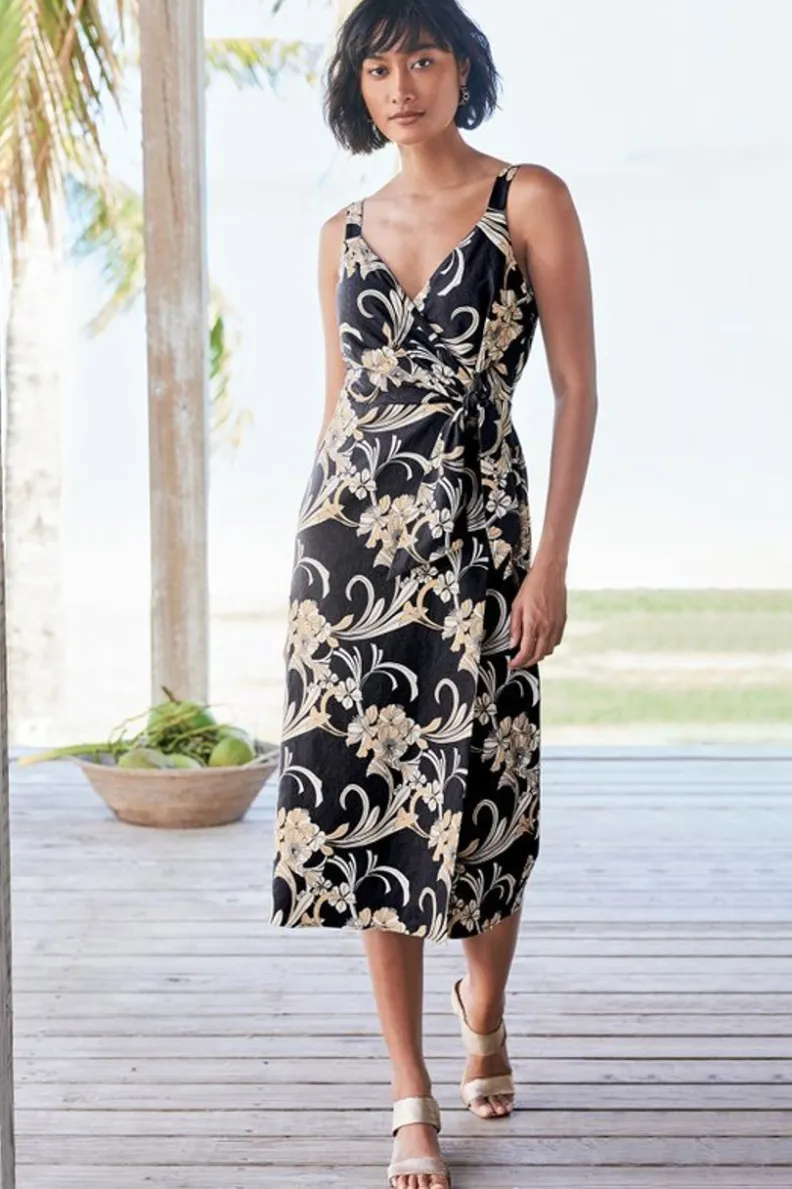 Soft Surroundings Isla Stretch Linen Midi Dress| Dresses