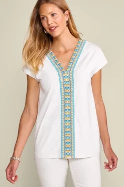 Soft Surroundings Izabel Embroidered Tee| Tops