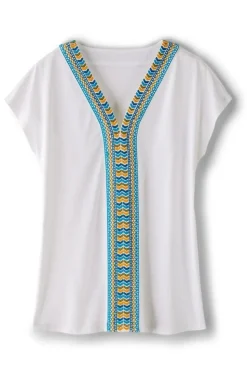 Soft Surroundings Izabel Embroidered Tee| Tops