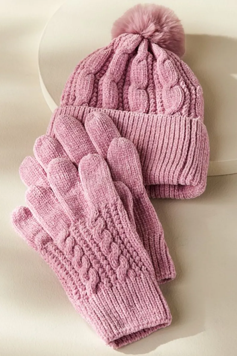 Soft Surroundings Jules Chenille Hat & Gloves Set| Hats