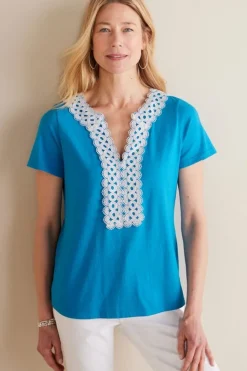 Soft Surroundings Kaitlyn Embellished Knit Tee| Tops