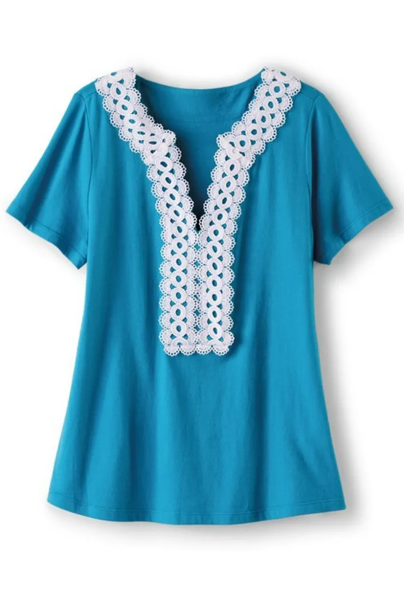 Soft Surroundings Kaitlyn Embellished Knit Tee| Tops