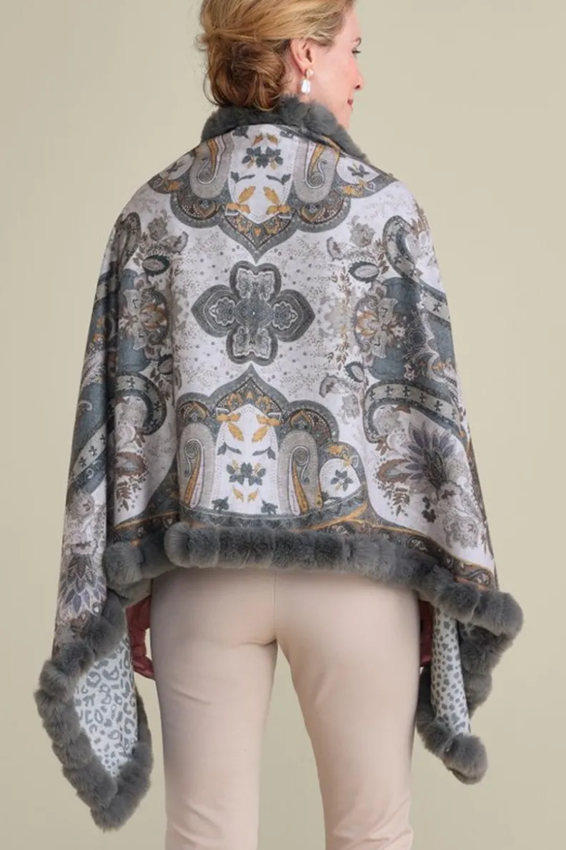 Soft Surroundings Katya Faux Fur Trim Wrap Scarf| Scarves & Wraps