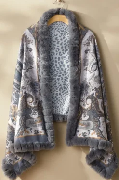 Soft Surroundings Katya Faux Fur Trim Wrap Scarf| Scarves & Wraps