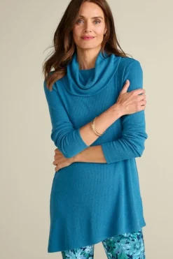 Soft Surroundings Kayla Rib Knit Cowl Neck Tunic| Tops