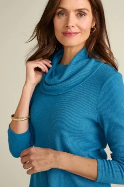 Soft Surroundings Kayla Rib Knit Cowl Neck Tunic| Tops