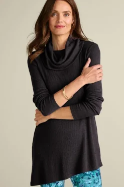 Soft Surroundings Kayla Rib Knit Cowl Neck Tunic| Tops