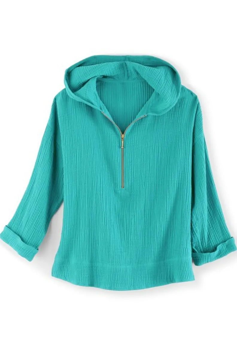 Soft Surroundings Kemia Gauze Hoodie| Tops
