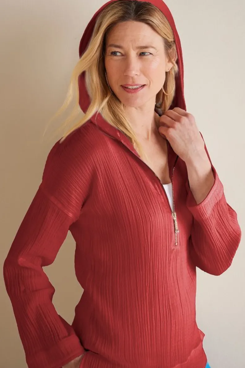 Soft Surroundings Kemia Gauze Hoodie| Tops