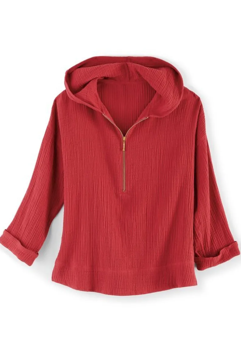 Soft Surroundings Kemia Gauze Hoodie| Tops