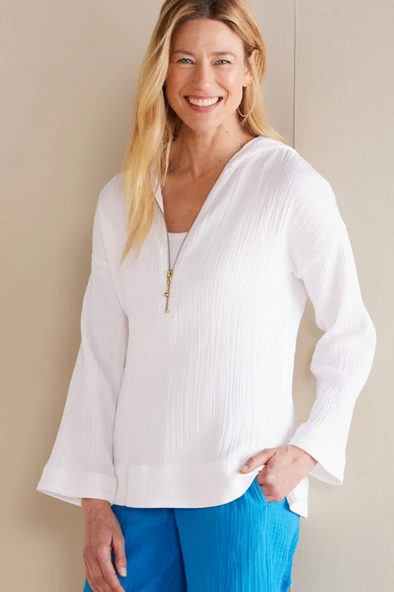 Soft Surroundings Kemia Gauze Hoodie| Tops