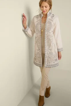 Soft Surroundings Kerala Embellished Natural Jacket| Toppers|Jackets & Coats