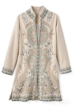 Soft Surroundings Kerala Embellished Natural Jacket| Toppers|Jackets & Coats