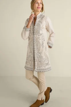 Soft Surroundings Kerala Embellished Natural Jacket| Toppers|Jackets & Coats