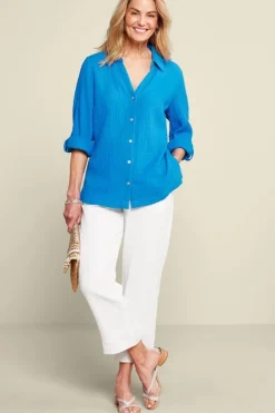 Soft Surroundings Khulani Straight Leg Gauze Crop Pants| Pants