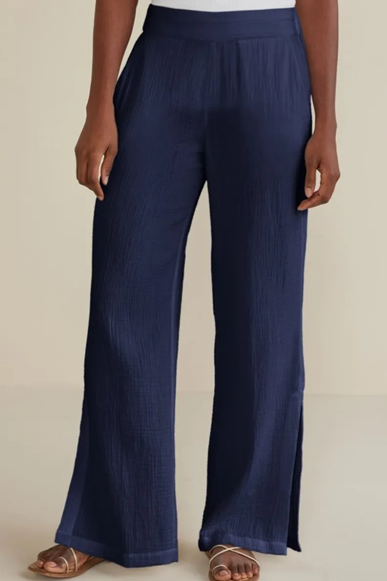 Soft Surroundings Khulani Wide Leg Gauze Pants| Pants