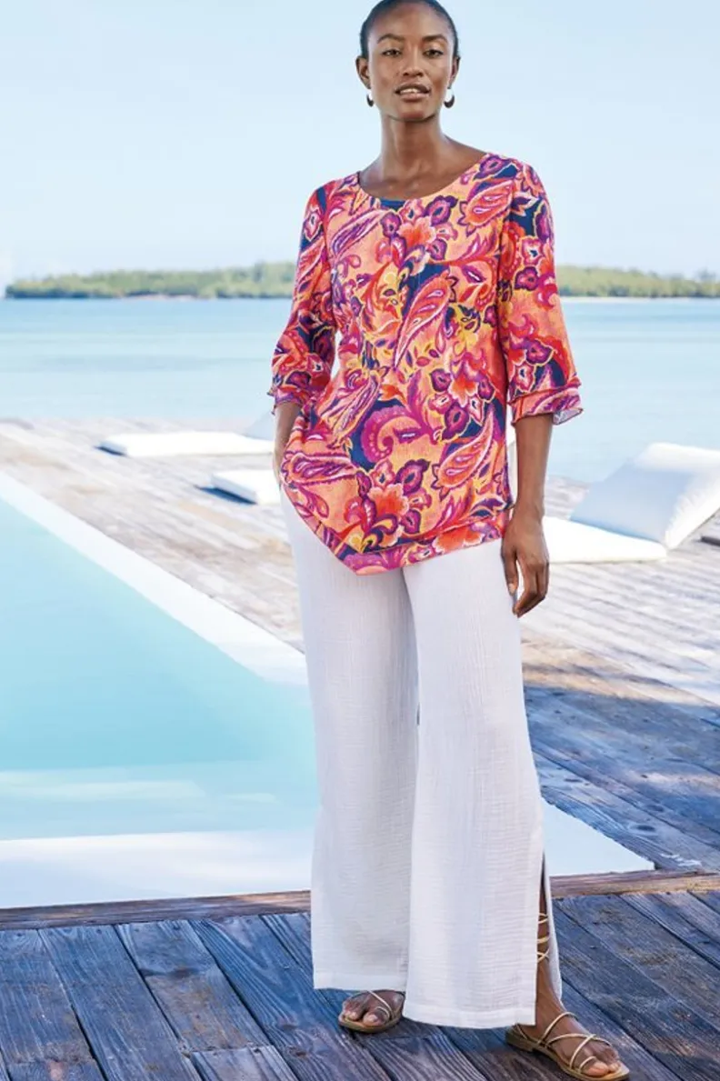 Soft Surroundings Khulani Wide Leg Gauze Pants| Pants