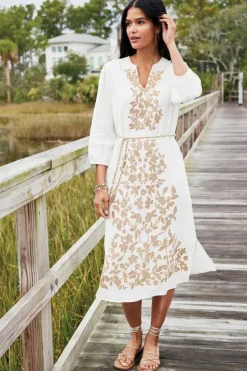 Soft Surroundings Kimora Embroidered Midi Dress| Dresses