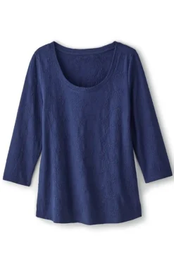 Soft Surroundings Linnea Embroidered 3/4 Sleeve Tee| Tops