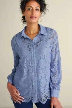 Soft Surroundings Lisa Lace Button Front| Tops