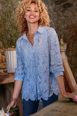 Soft Surroundings Lisa Lace Button Front| Tops